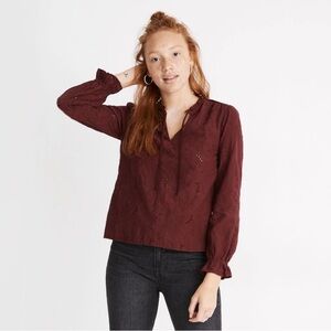Madewell embroidered eyelet ruffled top XXS